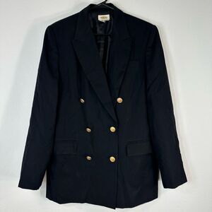 Vintage Talbots Double Breasted Wool Blazer Women 14 Made in Japan Military Prep